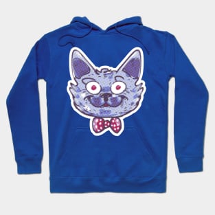 funny cat head with bow tie cartoon halftone dots Hoodie